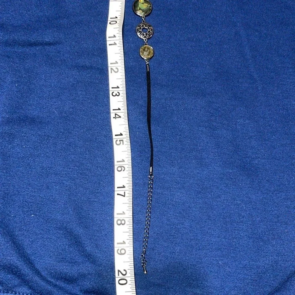 Lia Sophia necklace hematite genuine abalone filigree &  matching bracelet - Picture 9 of 9